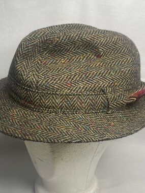 Shandon Headwear Donegal Ireland Tweed Fedora Cap Trilby Wool Hat Size 7 1/8 58M